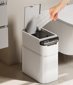 <span class=keywords><strong>Cubo</strong></span> de <span class=keywords><strong>basura</strong></span> de pie para el hogar con diseño de hendidura estrecha de plástico grande de 15L al por mayor con tapa elástica para baño, sala de estar y dormitorio - Product Image 5