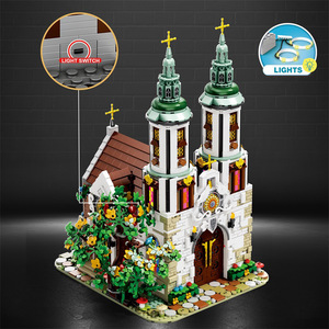 Reobrix 66023 Church Building <b>Blocks</b> Model Puzzle Toy 3087 Pieces Architecture DIY Miniature Set Lights Switch <b>Plastic</b> Ages - Product Image 2