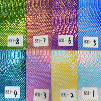 Cuir synthétique PU gaufré effet peau de serpent, réfléchissant au laser, 0,6-0,7 mm, vente directe usine, pour sacs 631
