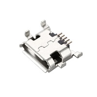 마이크로 USB 타입 B 5 핀 암 커넥터 4 족 싱크 플레이트 수평 SMT 장착 컬링 에지 USB 커넥터