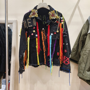 Chaqueta Vaquera Corta con Pedrería Premium para <span class=keywords><strong>Mujer</strong></span>, Ideal para Festivales de Música - Product Image 2