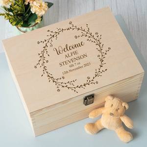 Personalised New Baby Large Wooden <strong>Memory</strong> Box <strong>Gifts</strong> Ideas for Boys Girls Newborn Babies Keepsake <strong>Memories</strong> Unique <strong>Mum</strong> - Product Image 1