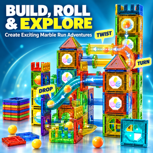 Juego de Construcción Magnético EPT con Pistas de Canicas de 158 Piezas, con Bloques de Colores, Pistas para Bolas y Torres de Castillo para Niños de 3 Años en Adelante - Product Image 4