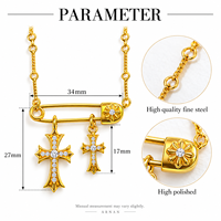 Collier croix ARNAN en laiton avec pendentif double croix épingle de sûreté, style vintage, unisexe, bijoux assortis pour couple, vente en gros, cadeaux d'anniversaire