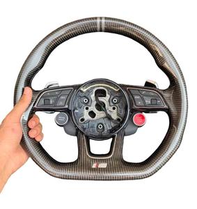 Volant en cuir véritable et fibre de carbone amélioré, style course, pour <span class=keywords><strong>AUDI</strong></span> A3 A4 A5 A6 RS3 RS4 RS5 RS6 S8 <span class=keywords><strong>Q3</strong></span> Q5 TT R8 - Vente Flash - Product Image 1