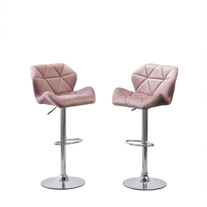 Juego de 2 taburetes de bar giratorios Breni Mauve Velvet Diamond Tufted con altura ajustable - Product Image 1