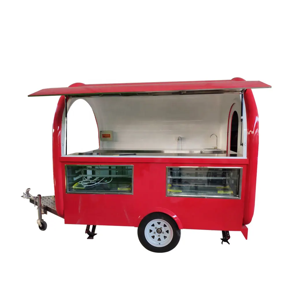 Mobile Gelato al Caffè Griglia Negozio Moderno Fast Food Vending Carrello Rimorchio del Camion di Colore Rosa Nero Giallo Verde