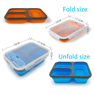 Best Portable <strong>Silicone</strong> Collapsible Kid's <strong>Lunchbox</strong> 3 Compartments American Style Great for School Model Number Baby Packaged Box - Product Image 4