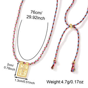 Collar Religioso Resoul con Cruz, Chapado en <span class=keywords><strong>Oro</strong></span>, Colgante Rectangular con Mano <span class=keywords><strong>de</strong></span> Hamsa, <span class=keywords><strong>Cordón</strong></span> Trenzado Colorido, Joyería Cristiana para Mujeres y Hombres - Product Image 5