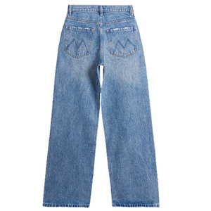 Jeans Larghi a Gamba Larga all'Ingrosso |   Jeans da <span class=keywords><strong>Donna</strong></span> a Vita Alta e Vestibilità Comoda |   Azzurro Vintage Lavato, Cotone Morbido Elegante ODM - Product Image 6