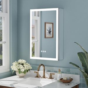 Armoire à pharmacie murale à cadre en alliage, 3 couleurs de lumière, <span class=keywords><strong>miroir</strong></span> LED à intensité variable, anti-buée, <span class=keywords><strong>avec</strong></span> capteur intelligent et éclairage intégré - Product Image 1