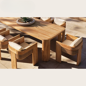 Chất Lượng Cao Rắn Gỗ Tếch Ngoài Trời Ăn Uống Đặt Bền Thời Tiết Kháng Patio Bàn Và Ghế Đặt Cho Biệt Thự Vườn Sử Dụng - Product Image 1