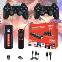 X2PLUS 2025 Nouvelle console de jeu Android TV Stick 8K Ultra HD double système, 64 Go de mémoire, stockage extensible 128 Go, 3000 jeux intégrés
