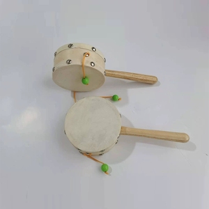 Wholesale Natural Wood Double-sided Rattle <b>Drum</b> Orff Percussion Instrument For Newborn Calming - Product Image 3
