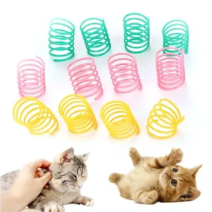 Hot Selling Plastic Pet Cat Toys Colorful Funny Elastic Bouncing Cat Spiral Toy Spring for Cat Kitten