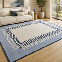 Tapis luxueux en laine de Nouvelle-Zélande fait main, à poils coupés 3D, motif géométrique, avec envers en coton, pour décoration intérieure haut de gamme