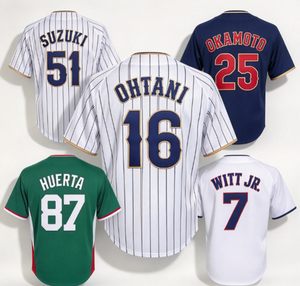 Maillot du World Baseball Classic # 16 Ohtani # 51 Suzuki # 25 Okamoto # Collection d'uniformes cousus pour hommes 7 Witt Jr. - Product Image 1