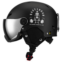 Casque d'hiver à motif de dessin animé avec lunettes intégrées, chaud, coupe-vent, sécurisé pour enfants et adultes, pour le snowboard et le ski