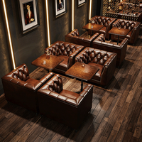 Canapé de bar de style occidental pour café, combinaison table et chaise simple ou double, canapé de bar américain pour cigares