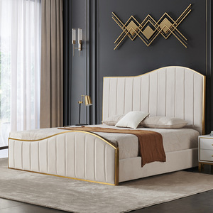 Cama de Cuero Italiano CK215, Cama Moderna de Lujo para Dormitorio con Tela de Terciopelo Negro, Respaldo Grande y Estructura de Madera con Bolsa Suave - Product Image 5