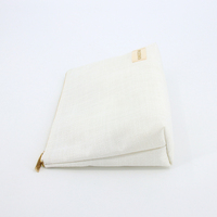 Pochette à fermeture éclair en toile de coton avec logo personnalisé pour maquillage sacs organisateur de bonbons en nylon ouverts de style à la mode en tissu de jute naturel