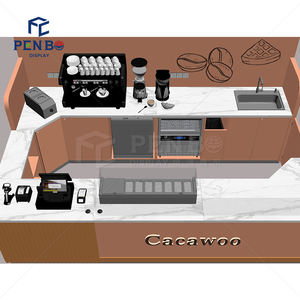 Penbo Custom Coffee Kiosk Design Modern Shopping Mall MDF Contrachapado Cafe Bubble Tea Counter - Product Image 5