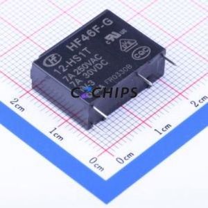 HF46F-G/12-HS1T Power Relay Through hole,7x20.5mm Relay 12V 1 Normally Open: 1A (SPST-Normally Open)::: 4 10A-250VAC/10A-30VDC - Product Image 1