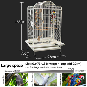 Kinghotpet grande <span class=keywords><strong>Cage</strong></span> en acier inoxydable pour perroquet gris africain Lovebird Cockatiels <span class=keywords><strong>Cage</strong></span> <span class=keywords><strong>Cage</strong></span> à oiseaux avec accessoires - Product Image 3