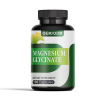 Glycinate de magnésium 100 capsules, supplément de bisglycinate chélaté à absorption élevée pour le soulagement du stress, le sommeil et la récupération musculaire