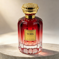 Flacon de parfum en verre de luxe de 100 ml avec pulvérisateur à pompe à marquage à chaud, couleur personnalisée, bouchon doré UV