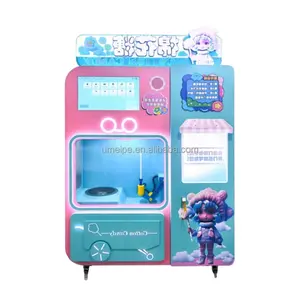 Commercial Automatic Electric Customize Blue Pink Snacks Full Making Sugar Floss Cotton Candy Vending Machine