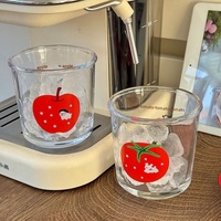 Mug à café et à lait en verre, style Instagram, motif dessin animé, écologique, style coréen, en forme de tomate