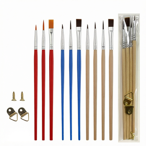 Pinceau plat en acrylique Delaiwen SPL-01 pour aquarelle, manche court en nylon, idéal pour débutants, motif visage humain en bois bleu - Product Image 1