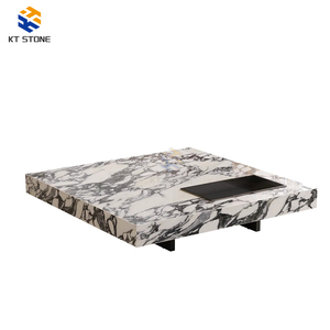 Tavolino da Caffè <span class=keywords><strong>in</strong></span> <span class=keywords><strong>Marmo</strong></span> Personalizzato con Struttura <span class=keywords><strong>in</strong></span> Metallo e Spazio di Archiviazione, Adatto <span class=keywords><strong>per</strong></span> Famiglia, Hotel, Villa, Pranzo all'Aperto - Product Image 3