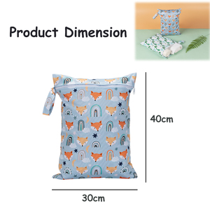 <span class=keywords><strong>Sac</strong></span> humide réutilisable imperméable Babyshow 30*40cm <span class=keywords><strong>à</strong></span> poche unique, lavable, grand <span class=keywords><strong>sac</strong></span> de rangement pour les essentiels de bébé et les voyages - Product Image 2