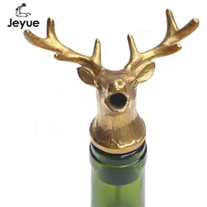 Wholesale Custom Logo 3D Zinc Alloy Deer Head Wine Pourer Wine Accessories Pourer And Stopper