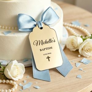 Etiqueta Rectangular de Acrílico Grabada con Láser, Regalo Personalizado de Moda para Boda, Nombre de Bebé, Bautizo, Primera Comunión - Product Image 1