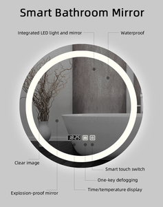 Espejo de Maquillaje LED de Estilo Moderno Personalizado, Espejos Redondos para <span class=keywords><strong>Baño</strong></span>, Espejo Inteligente con Pantalla Táctil Montado en la Pared - Product Image 2