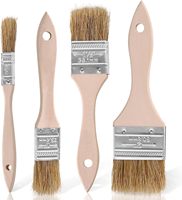 Lot de 4 pinceaux plats pour la maison, poils naturels, manche en bois, 0,5 pouce, 1 pouce, 1,5 pouce, 2 pouces