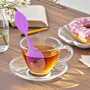 Coffee <b>Tea</b> Accessories 100% Food Grade BPA Free Leaf Shape <b>Tea</b> Filter Reusable Loose Leaf <b>Tea</b> <b>Infuser</b> Silicone - Product Image 2