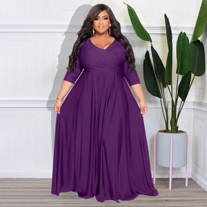 Abito Casual taglie forti da donna abito da donna in tinta unita con scollo a V Sexy da sposa <span class=keywords><strong>verde</strong></span> <span class=keywords><strong>smeraldo</strong></span> Maxi abito da sera - Product Image 5