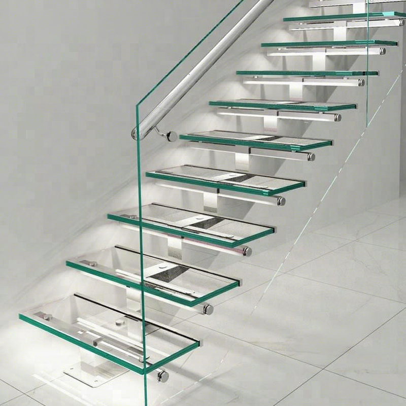 Modern Villa Indoor Tempered Glass Stairs