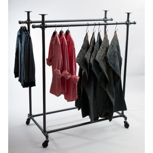 Estante <span class=keywords><strong>de</strong></span> exhibición <span class=keywords><strong>de</strong></span> ropa <span class=keywords><strong>de</strong></span> centro comercial personalizado tubería doble carril estante <span class=keywords><strong>de</strong></span> exhibición <span class=keywords><strong>de</strong></span> ropa <span class=keywords><strong>de</strong></span> <span class=keywords><strong>ballet</strong></span> rodante - Product Image 1