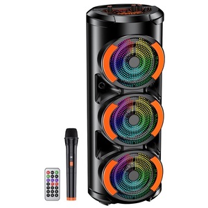 3x6 30W Rechargeable Speaker With Remote And <b>Wireless</b> <b>Microphone</b> Portable Bluetooth Party Speaker - Product Image 1