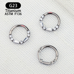<b>Titanium</b> Nose <b>Ring</b> 8mm 10mm Zircon Inlaid Geometric Design For Everyday Wear - Product Image 4