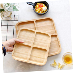 Plateau <span class=keywords><strong>de</strong></span> service en bambou à 4 compartiments, plateau à charcuterie divisé pour apéritifs, <span class=keywords><strong>tapas</strong></span> et centre <span class=keywords><strong>de</strong></span> table pour fêtes - Product Image 2