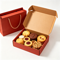 Coffret Cadeau de Biscuits en Terre Cuite Rouge Profond avec Sac en Papier à Poignée Tressée – Emballage Élégant pour Desserts – Personnalisation en Gros OEM – Conception Gratuite