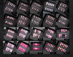 Handmade Quan Tài vuông & Stiletto/bướm Pattern ABS Press-on Mẹo móng tay ngắn chất lượng cao tùy chỉnh ngón tay giả đóng gói - Product Image 1