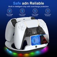 Support de charge pour manette de jeu PS5, accessoires de jeu pour manettes PS5, station de charge double avec indicateur lumineux RGB