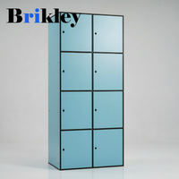 Casier scolaire compact en stratifié coloré Brikley HPL avec poignée, fixation au sol/mur, serrure électronique/combinaison à clé
